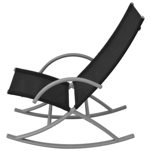vidaXL Garden Rocking Chairs 2 pcs Steel and Textilene Black - Image 2