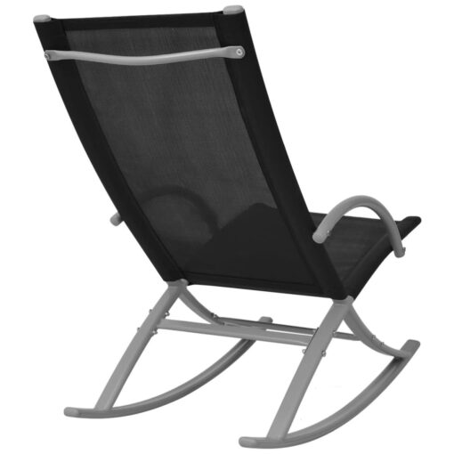 vidaXL Garden Rocking Chairs 2 pcs Steel and Textilene Black - Image 3