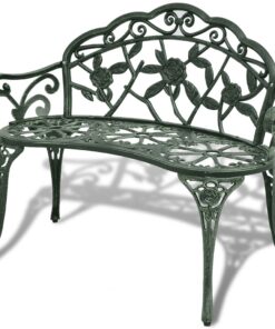 vidaXL Garden Bench 100 cm Cast Aluminium Green