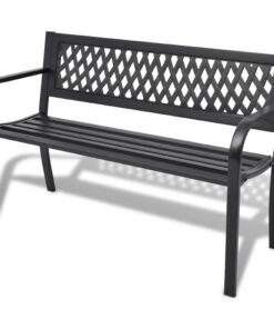 vidaXL Garden Bench 118 cm Steel Black