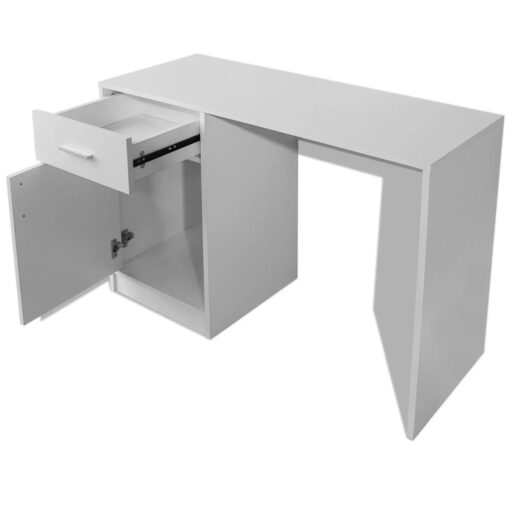 Desk with Drawer and Cabinet White 100x40x73 cm - Image 2