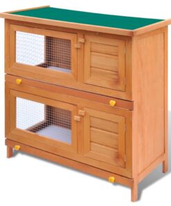 vidaXL Outdoor Rabbit Hutch Small Pet Cage 4 Door Wood