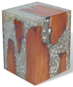 vidaXL Stool Solid Teak Wood and Resin