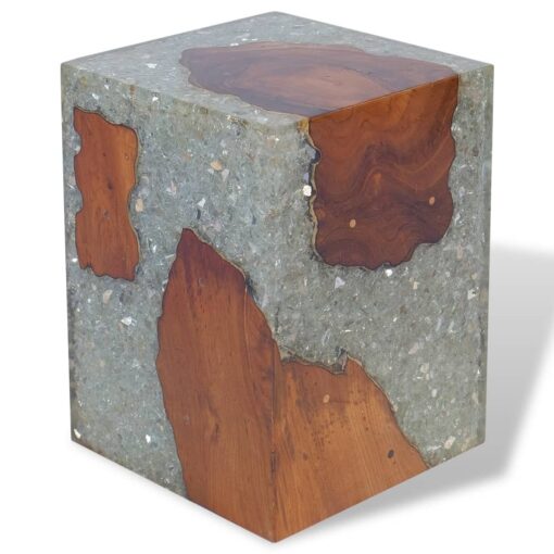 vidaXL Stool Solid Teak Wood and Resin - Image 2