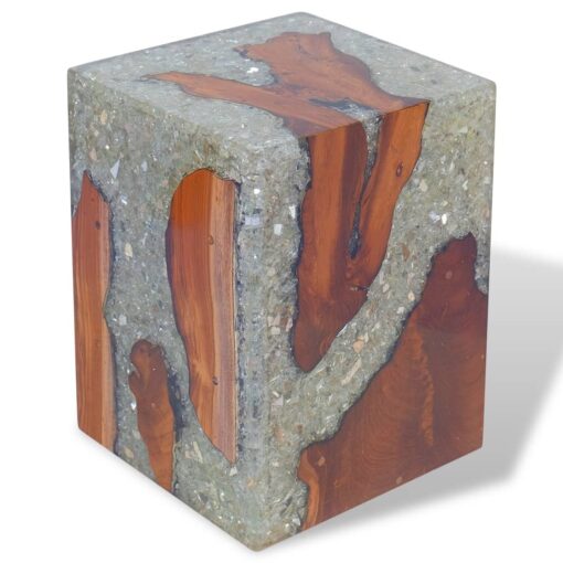 vidaXL Stool Solid Teak Wood and Resin - Image 4