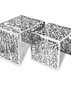 vidaXL Two Piece Side Tables Square Aluminium Silver