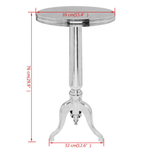 vidaXL Side Table Round Aluminium Silver - Image 3
