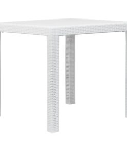 vidaXL Garden Table White 79x79x72 cm Plastic Rattan Look