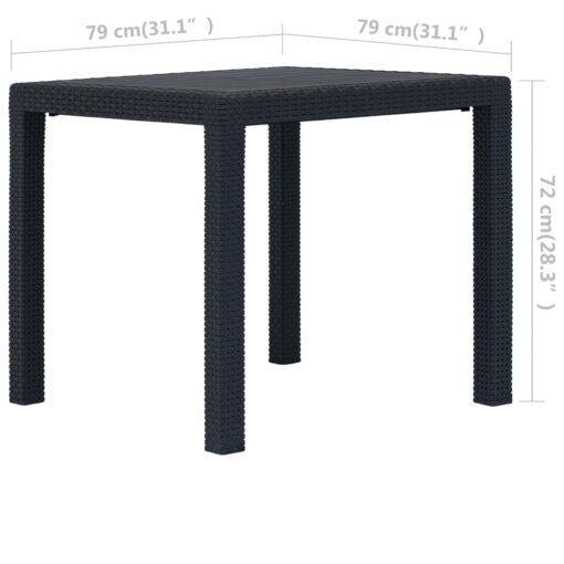 vidaXL Garden Table Anthracite 79x79x72 cm Plastic Rattan Look - Image 4