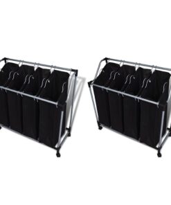 vidaXL Laundry Sorters with Bags 2 pcs Black and Grey