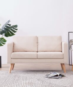 vidaXL 2-Seater Sofa Fabric Cream