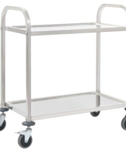 vidaXL 2-Tier Kitchen Trolley 96.5x55x90 cm Stainless Steel