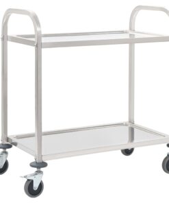 vidaXL 2-Tier Kitchen Trolley 95x45x83.5 cm Stainless Steel