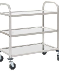 vidaXL 3-Tier Kitchen Trolley 96.5x55x90 cm Stainless Steel