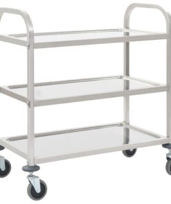 vidaXL 3-Tier Kitchen Trolley 95x45x83.5 cm Stainless Steel