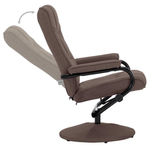vidaXL Recliner Chair with Footrest Brown Fabric - Image 4