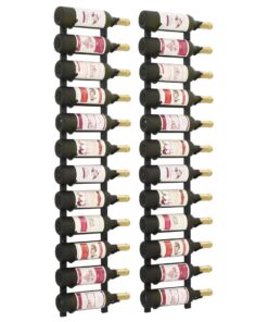 vidaXL Wall Mounted Wine Racks for 12 Bottles 2 pcs Black Iron