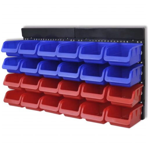 vidaXL 2 pcs Blue & Red Wall Mounted Garage Tool Organiser