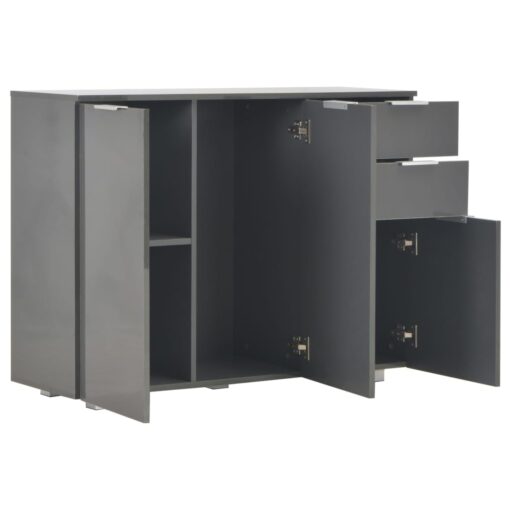 vidaXL Sideboard High Gloss Grey 107x35x80.5 cm - Image 2