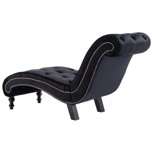 vidaXL Chaise Lounge Black Velvet - Image 3
