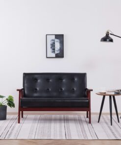 vidaXL 2-Seater Sofa Black Faux Leather