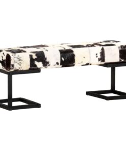 vidaXL Bench 110 cm Black Patchwork Genuine Goat Leather