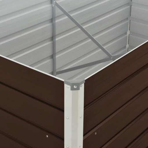 Raised Garden Bed Brown 160x80x77 cm Galvanised Steel - Image 3