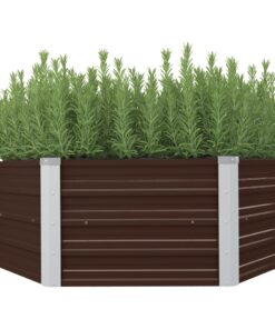 vidaXL Raised Garden Bed Brown 129x129x46 cm Galvanised Steel