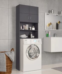 vidaXL Washing Machine Cabinet Grey 64x25.5x190 cm Engineered Wood