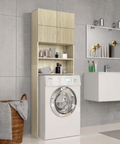 vidaXL Washing Machine Cabinet Sonoma Oak 64x25.5x190 cm Engineered Wood