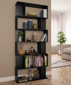 vidaXL Book Cabinet/Room Divider Black 80x24x192 cm Engineered Wood