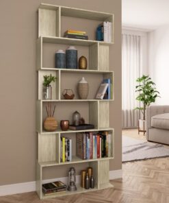 vidaXL Book Cabinet/Room Divider Sonoma Oak 80x24x192 cm Engineered Wood