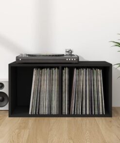 vidaXL Vinyl Storage Box Black 71x34x36 cm Engineered Wood