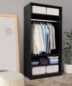 vidaXL Wardrobe Black 100x50x200 cm Engineered Wood