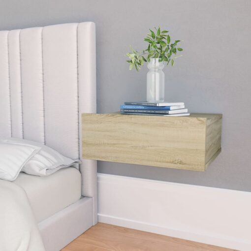 vidaXL Floating Nightstands 2 pcs Sonoma Oak 40x30x15 cm Engineered Wood