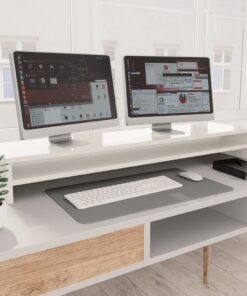vidaXL Monitor Stand High Gloss White 100x24x13 cm Engineered Wood