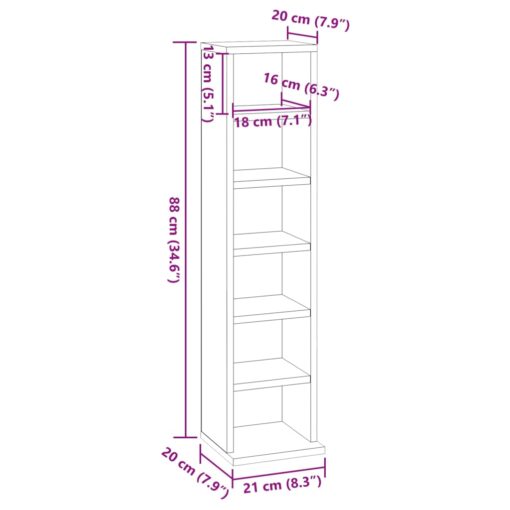 vidaXL CD Cabinet White 21x20x88 cm Engineered Wood - Image 4