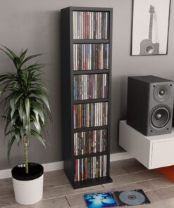 vidaXL CD Cabinet Black 21x20x88 cm Engineered Wood