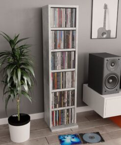 vidaXL CD Cabinet Concrete Grey 21x20x88 cm Engineered Wood