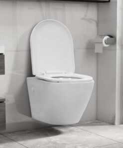 vidaXL Wall Hung Rimless Toilet Ceramic White