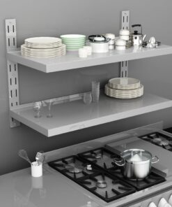 vidaXL 2-Tier Floating Wall Shelf Stainless Steel 100x30 cm