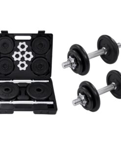 vidaXL 15 Piece Dumbbell set 20 kg Cast Iron