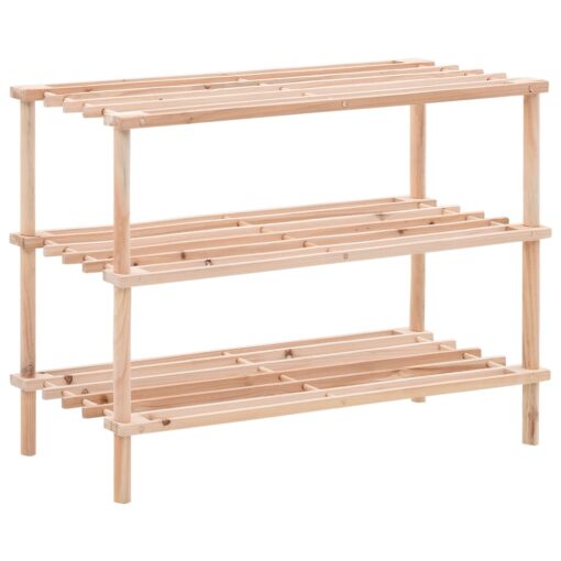 vidaXL 3-Tier Shoe Rack Solid Fir Wood