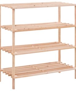 vidaXL 4-Tier Shoe Rack Solid Fir Wood