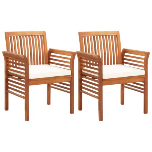 vidaXL Garden Dining Chairs with Cushions 2 pcs Solid Acacia Wood