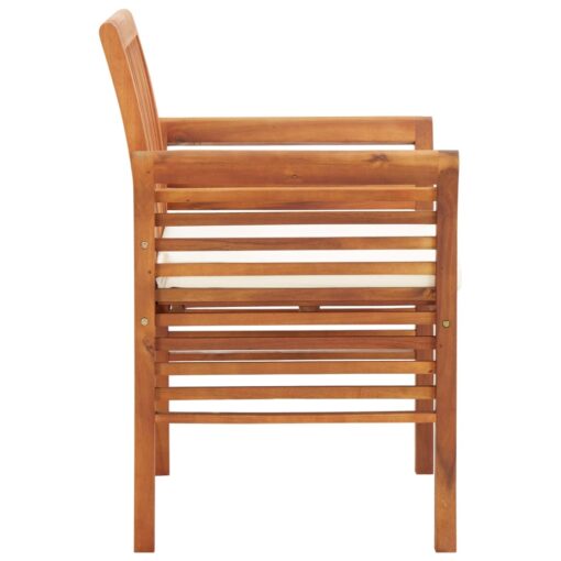 Garden Dining Chairs with Cushions 2 pcs Solid Acacia Wood - Image 3