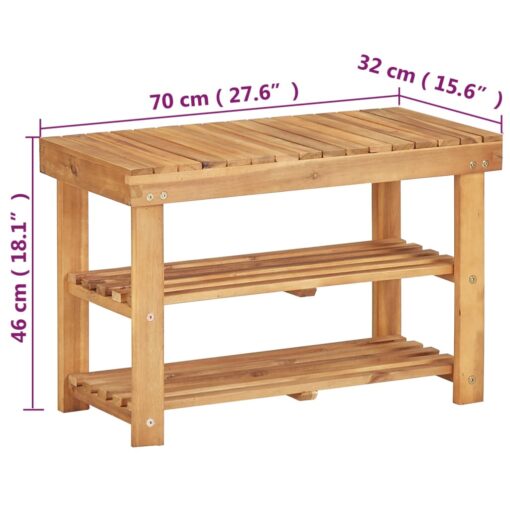 vidaXL Shoe Rack 70x32x46 cm Solid Acacia Wood - Image 4