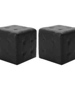 vidaXL Pouffe 2 pcs Black 30x30x30 cm Faux Leather