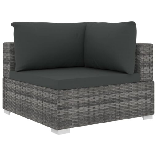 vidaXL 6 Piece Garden Lounge Set with Cushions Poly Rattan Grey - Image 2