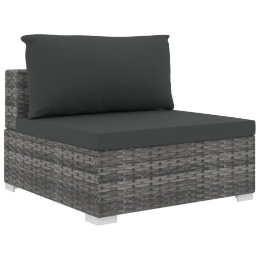 vidaXL 6 Piece Garden Lounge Set with Cushions Poly Rattan Grey - Image 3